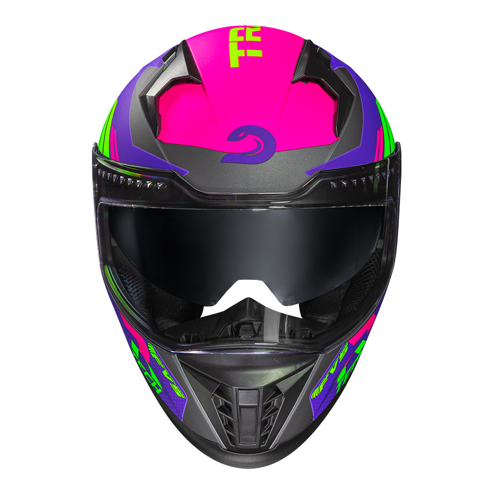 CAPACETE RACE TECH VOLT TRACK FOSCO TITANIUM E ROXO + ÓCULOS INTERNO