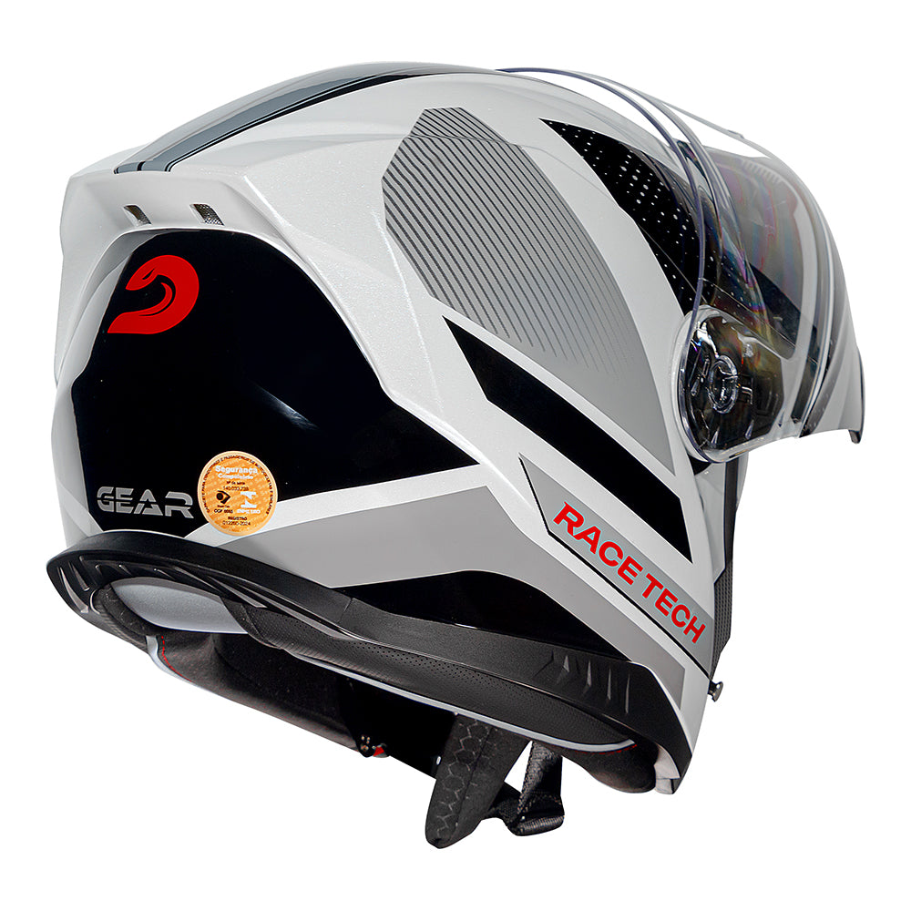 CAPACETE RACE TECH SIGNAL GEAR PRETO E BRANCO