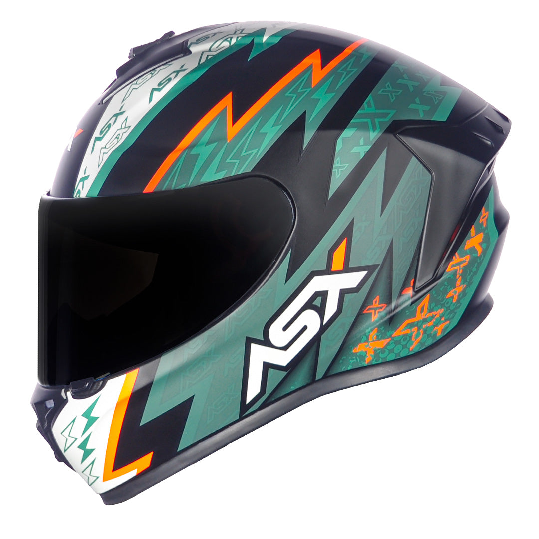 CAPACETE ASX DRAKEN THUNDER FOSCO PRETO VERDE LARANJA