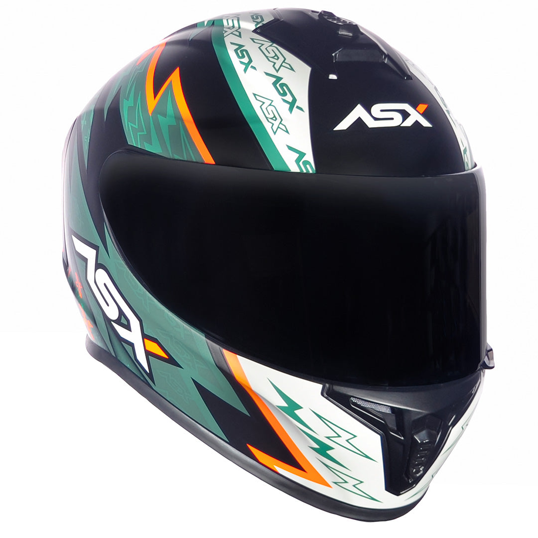 CAPACETE ASX DRAKEN THUNDER FOSCO PRETO VERDE LARANJA