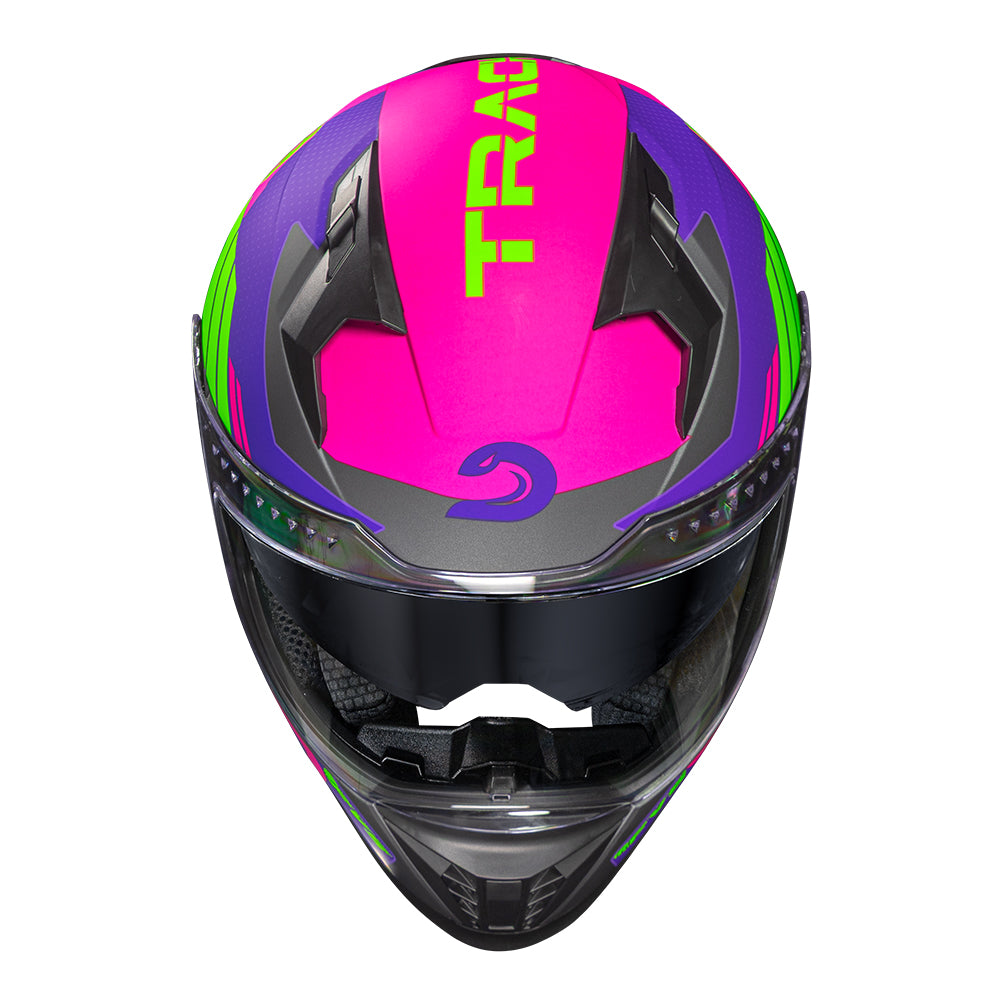 CAPACETE RACE TECH VOLT TRACK FOSCO TITANIUM E ROXO + ÓCULOS INTERNO
