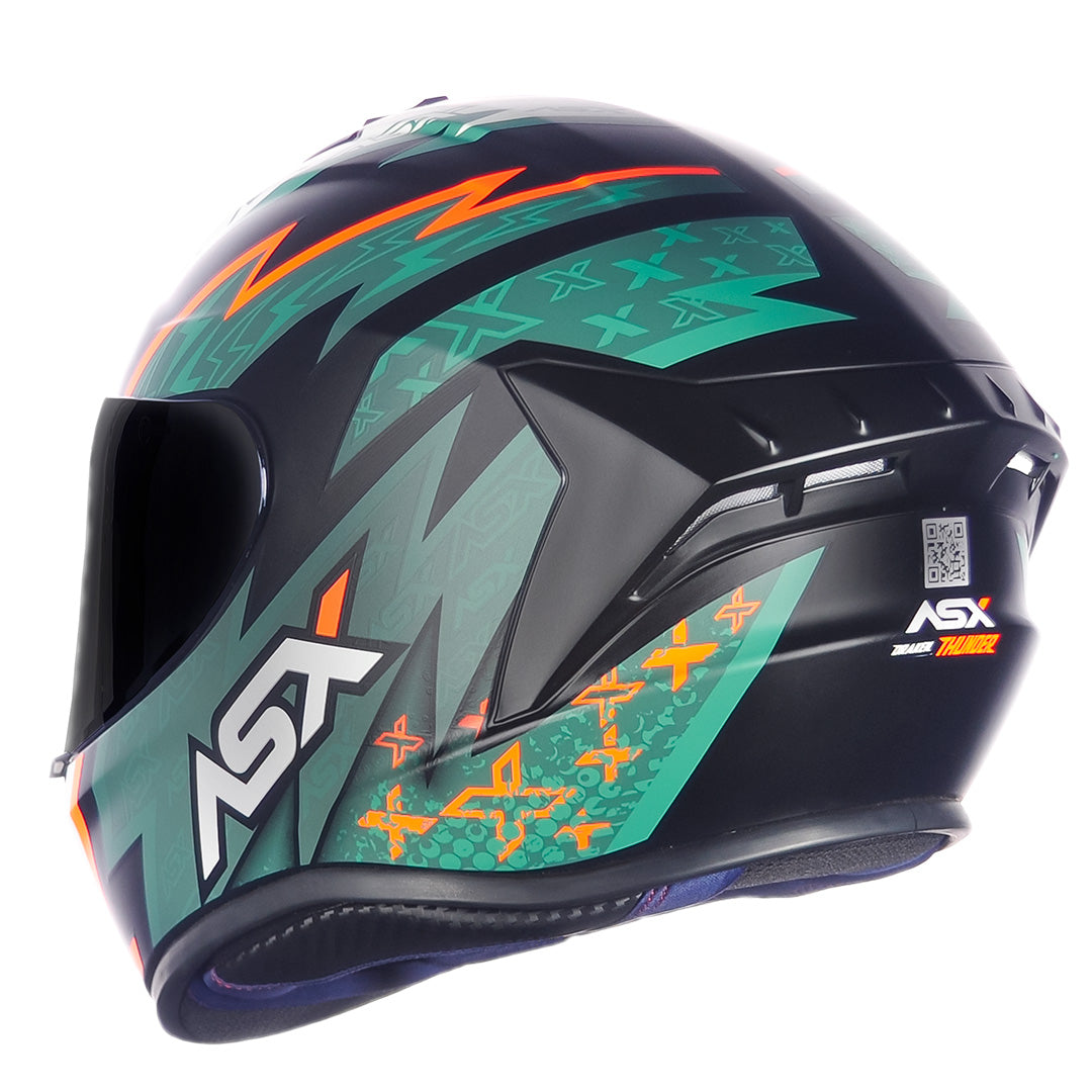 CAPACETE ASX DRAKEN THUNDER FOSCO PRETO VERDE LARANJA
