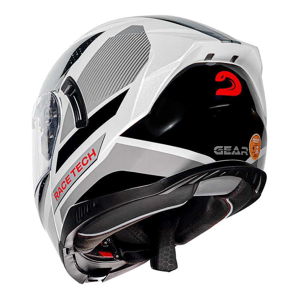 CAPACETE RACE TECH SIGNAL GEAR PRETO E BRANCO