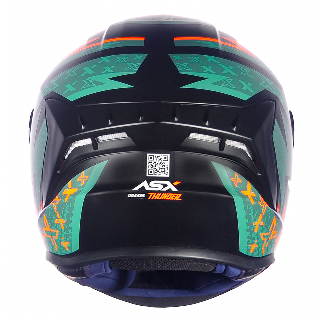 CAPACETE ASX DRAKEN THUNDER FOSCO PRETO VERDE LARANJA