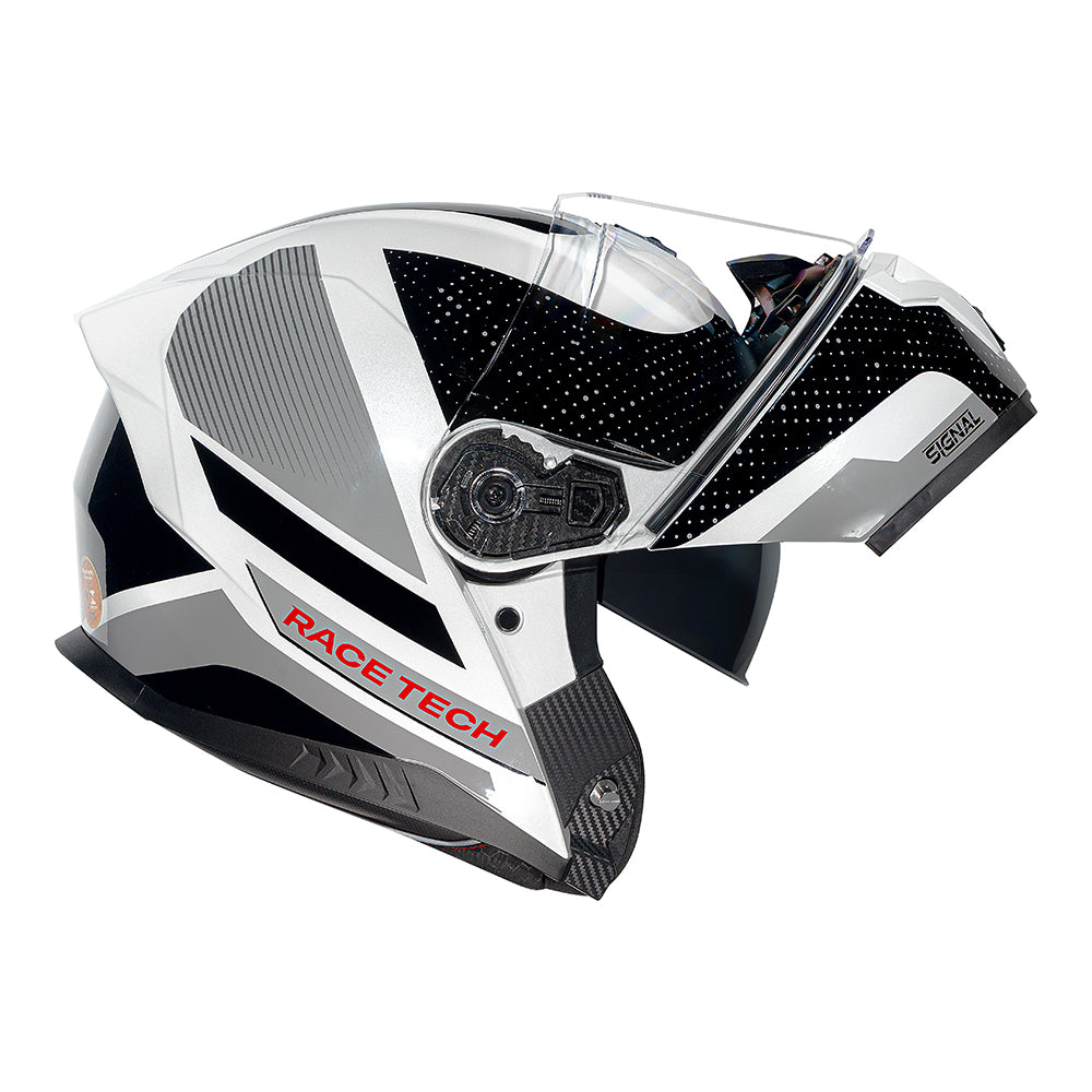 CAPACETE RACE TECH SIGNAL GEAR PRETO E BRANCO