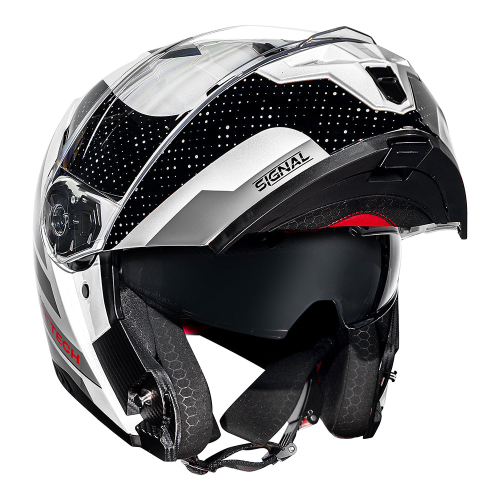 CAPACETE RACE TECH SIGNAL GEAR PRETO E BRANCO