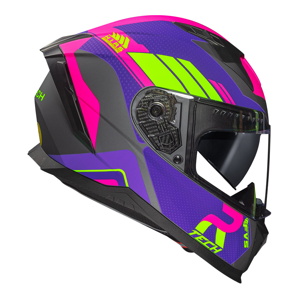 CAPACETE RACE TECH VOLT TRACK FOSCO TITANIUM E ROXO + ÓCULOS INTERNO