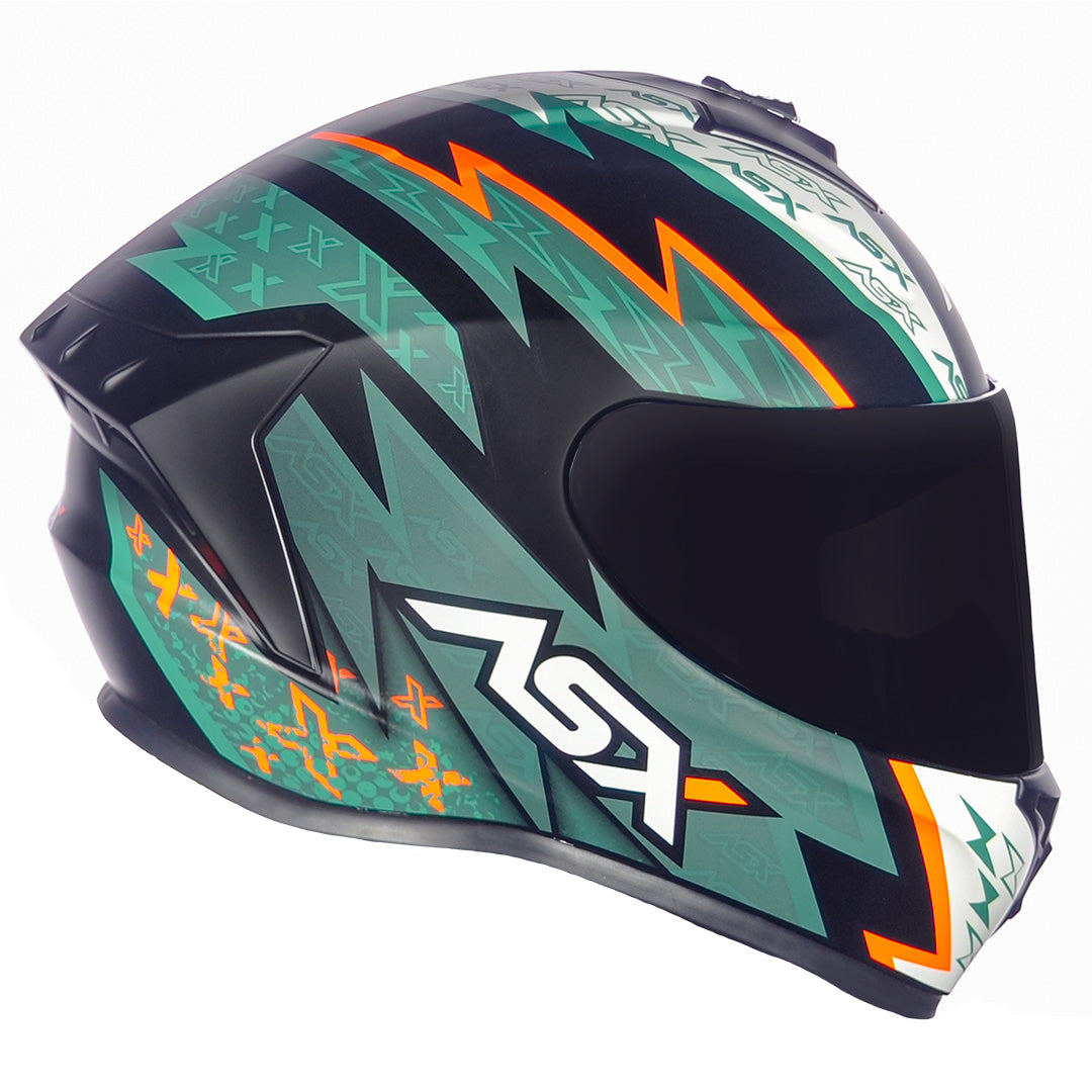 CAPACETE ASX DRAKEN THUNDER FOSCO PRETO VERDE LARANJA