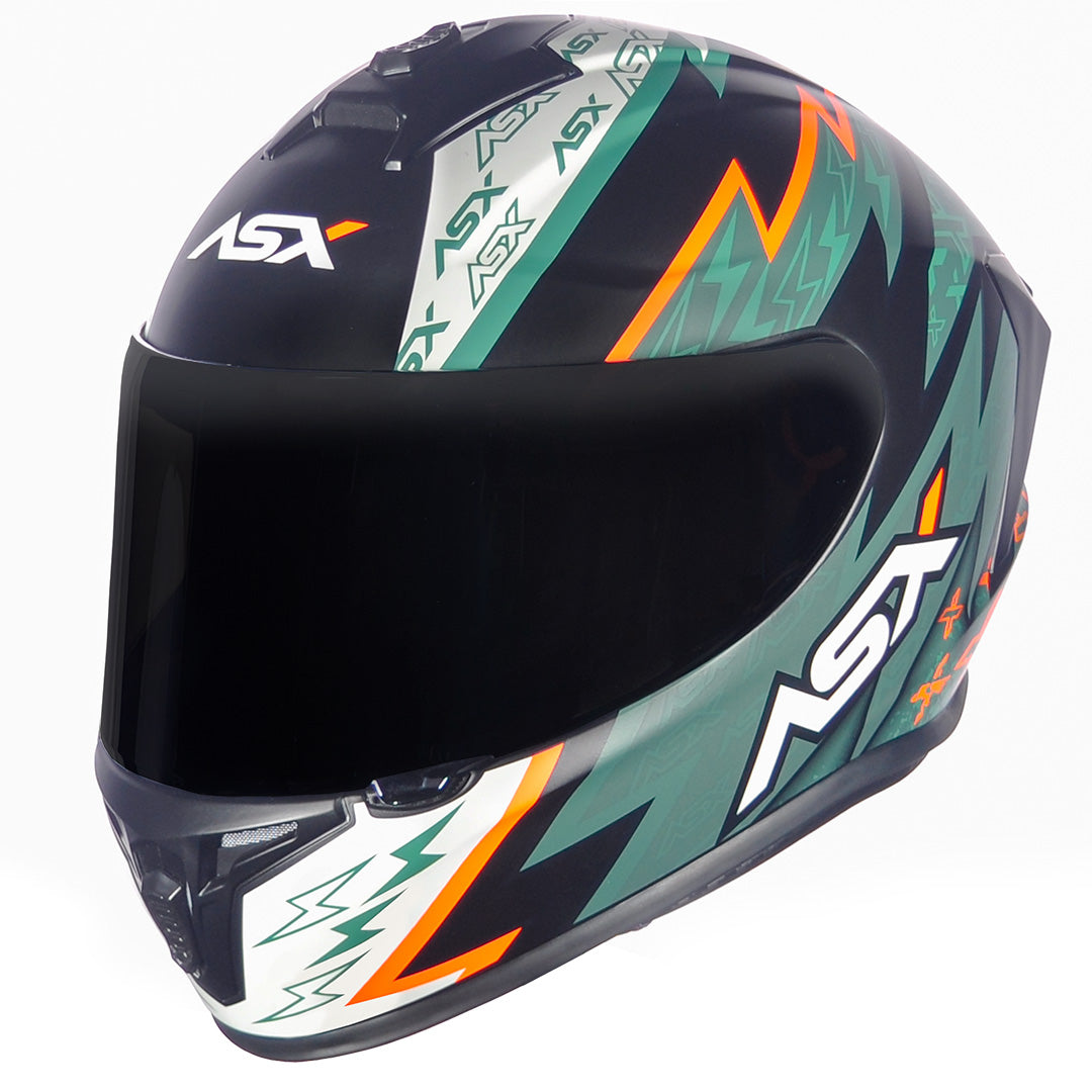 CAPACETE ASX DRAKEN THUNDER FOSCO PRETO VERDE LARANJA