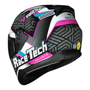 CAPACETE RACE TECH SECTOR VOLTKON BRANCO E ROSA