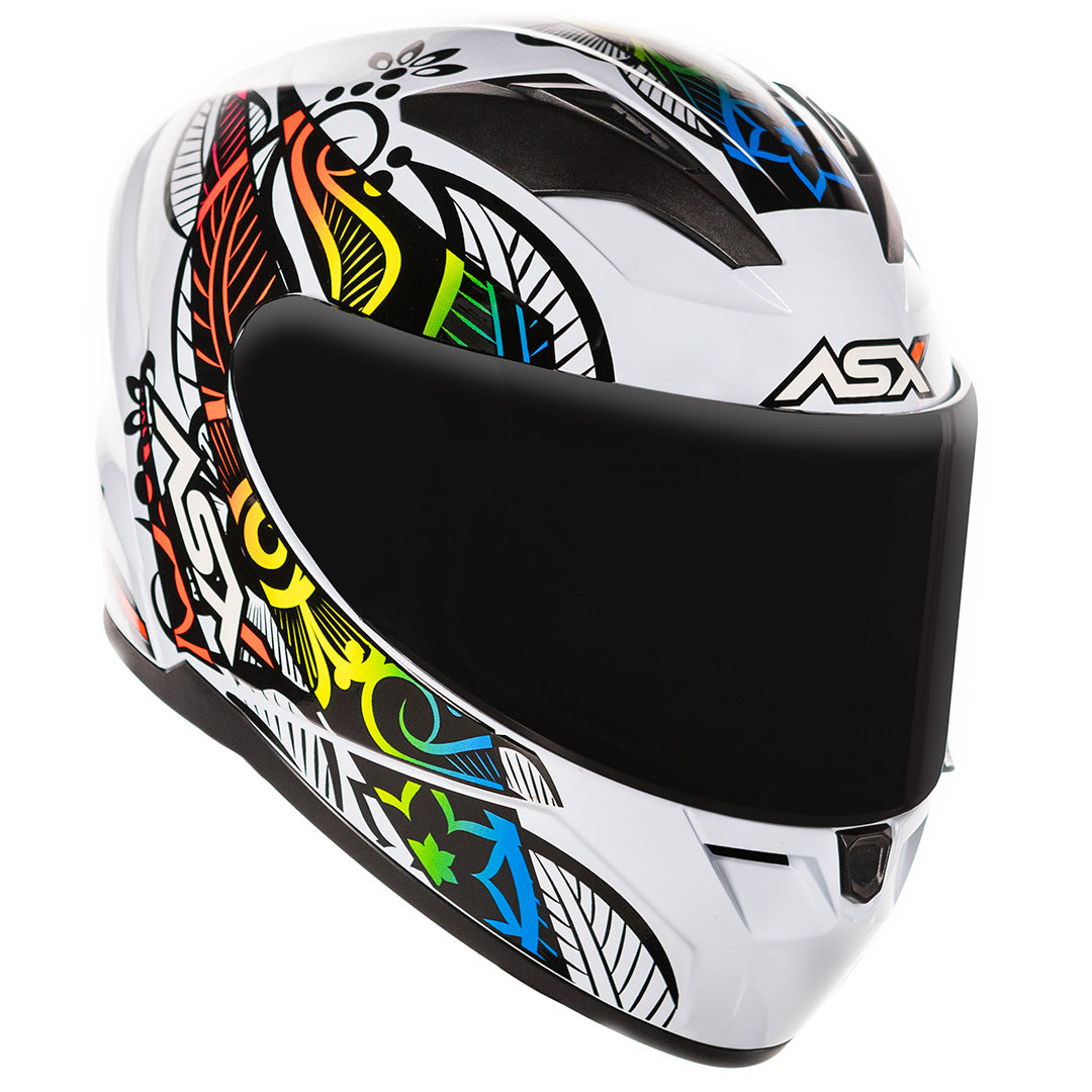 CAPACETE ASX CITY FLOWERS BRILHO BRANCO PRETO COLOR