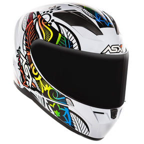 CAPACETE ASX CITY FLOWERS BRILHO BRANCO PRETO COLOR