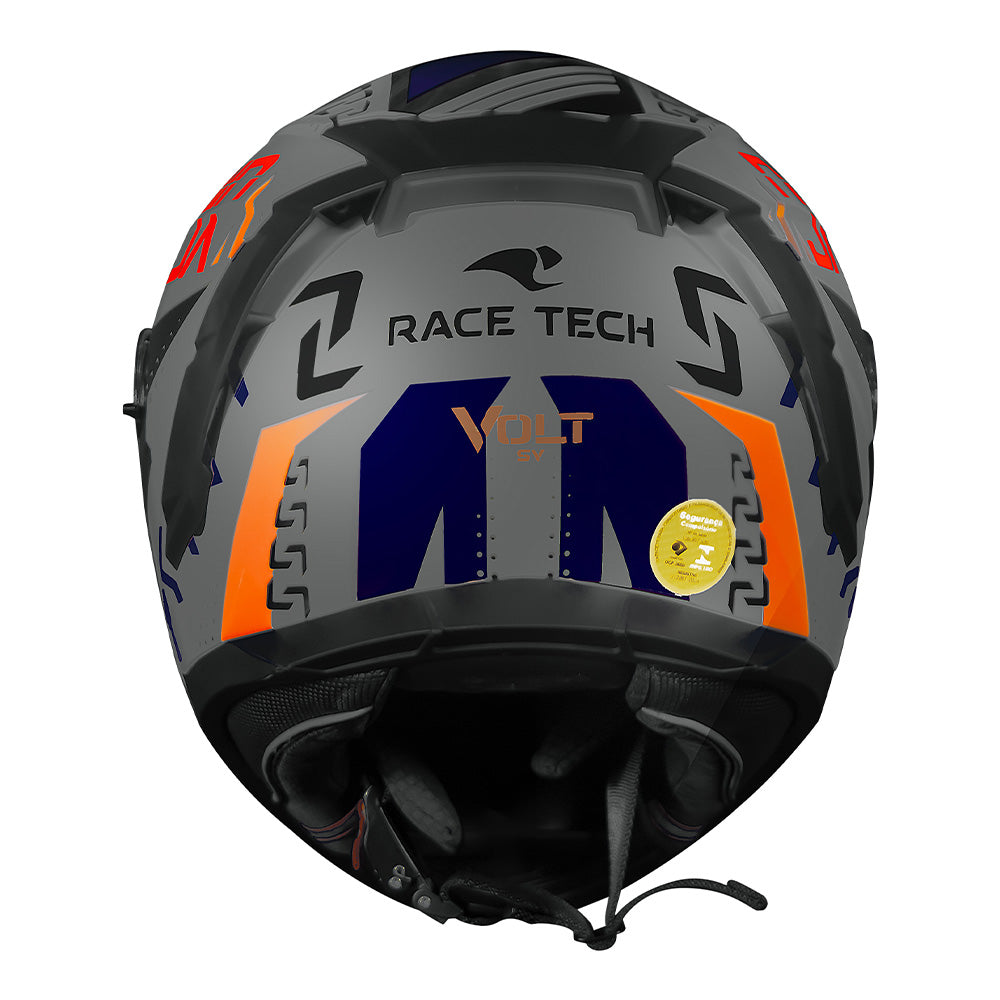 CAPACETE RACE TECH VOLT NINJA PRATA E AZUL + ÓCULOS INTERNO