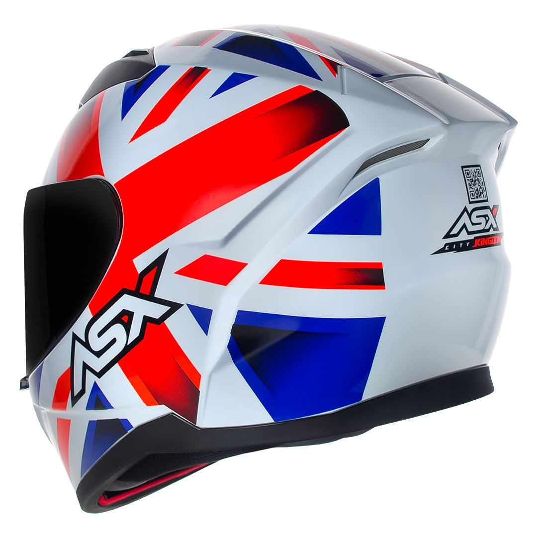 CAPACETE ASX CITY KINGDOM BRILHO BRANCO  VERMELHO  AZUL