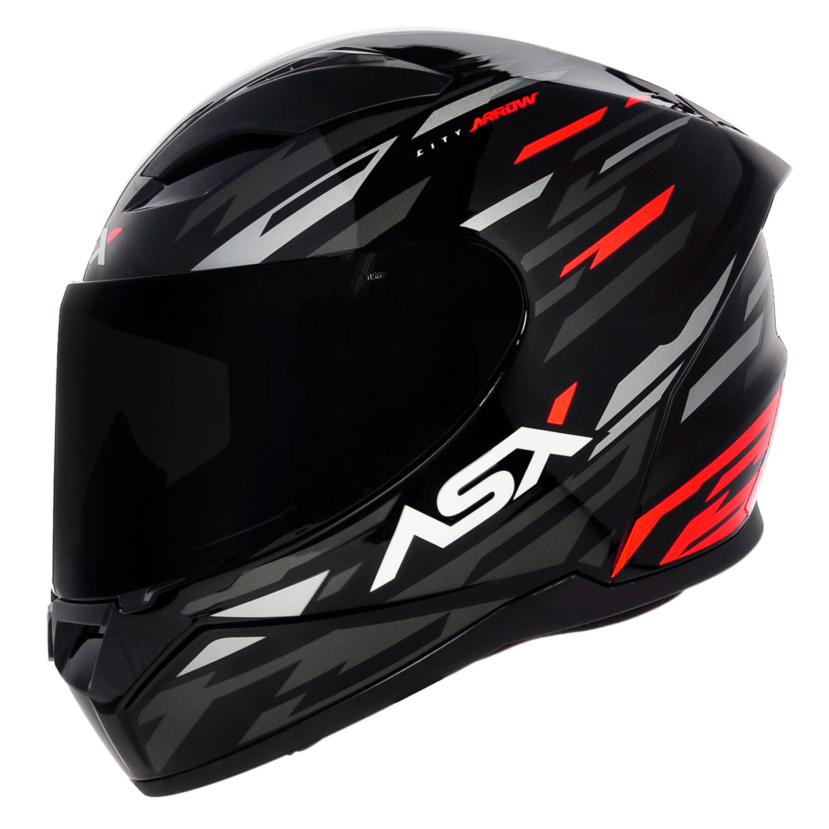 CAPACETE ASX CITY ARROW BRILHO PRETO GRAFITE VERMELHO