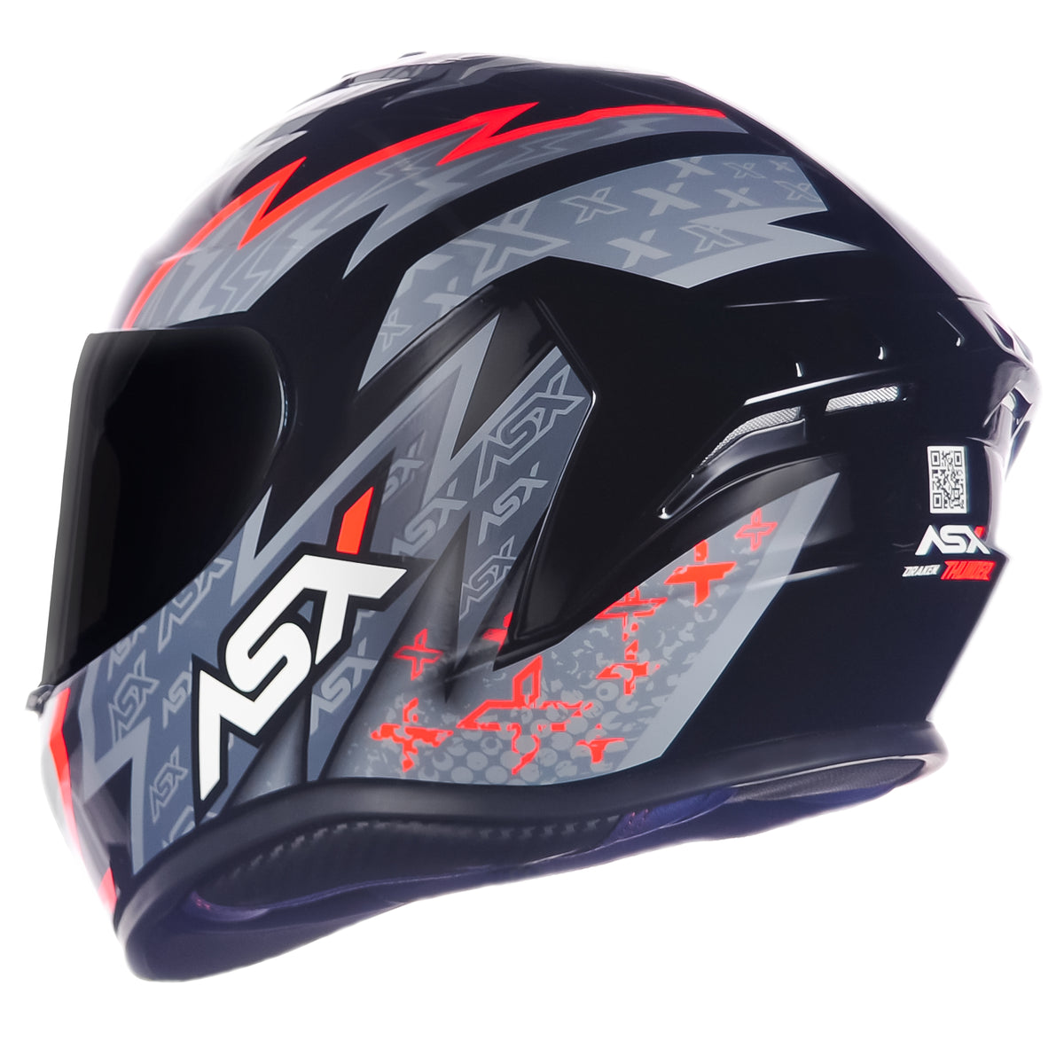 CAPACETE ASX DRAKEN THUNDER BRILHO PRETO CINZA VERMELHO