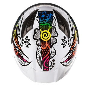CAPACETE ASX CITY FLOWERS BRILHO BRANCO PRETO COLOR