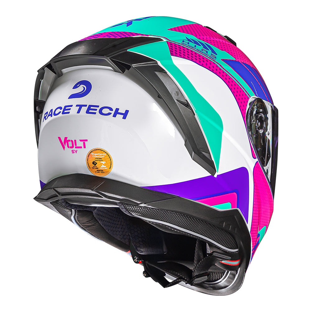 CAPACETE RACE TECH VOLT TRACK BRANCO E ROSA + ÓCULOS INTERNO
