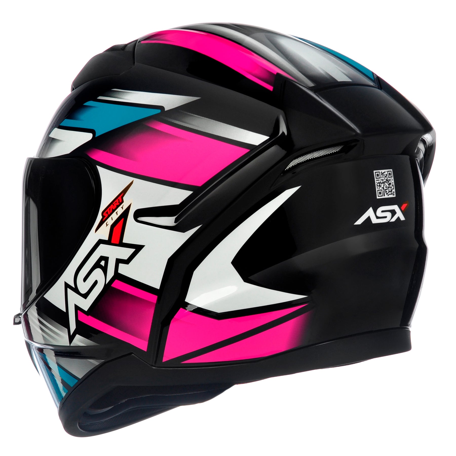CAPACETE ASX CITY START BRILHO PRETO TURQUESA ROSA