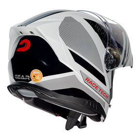 CAPACETE RACE TECH SIGNAL GEAR PRETO E BRANCO