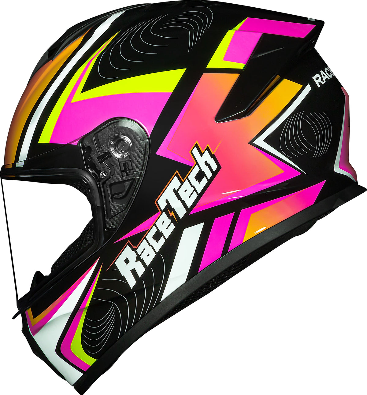 CAPACETE RACE TECH HIT DRAW PRETO E ROSA