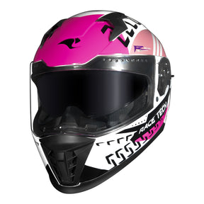 CAPACETE RACE TECH VOLT NINJA BRANCO E ROSA + ÓCULOS INTERNO