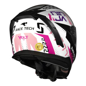 CAPACETE RACE TECH VOLT NINJA BRANCO E ROSA + ÓCULOS INTERNO