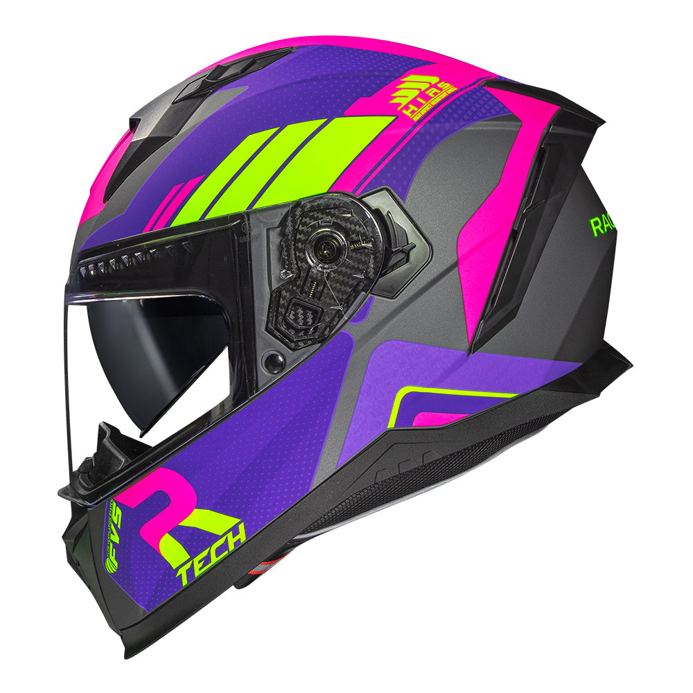 CAPACETE RACE TECH VOLT TRACK FOSCO TITANIUM E ROXO + ÓCULOS INTERNO
