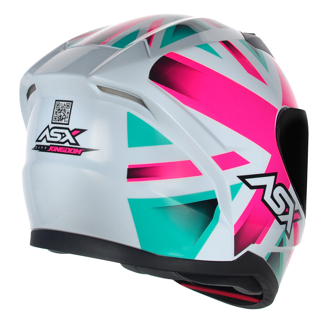 CAPACETE ASX CITY KINGDOM BRILHO BRANCO ROSA TIFFANY