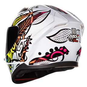 CAPACETE ASX CITY FLOWERS BRILHO BRANCO PRETO COLOR