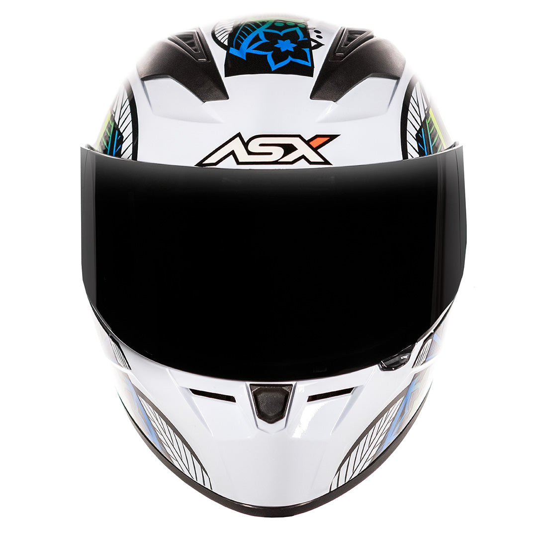 CAPACETE ASX CITY FLOWERS BRILHO BRANCO PRETO COLOR