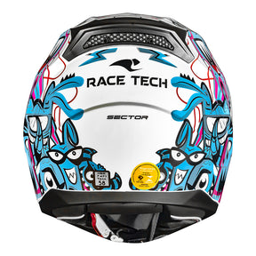 CAPACETE RACE TECH SECTOR MONSTERS BRANCO E AZUL