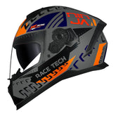 CAPACETE RACE TECH VOLT NINJA PRATA E AZUL + ÓCULOS INTERNO