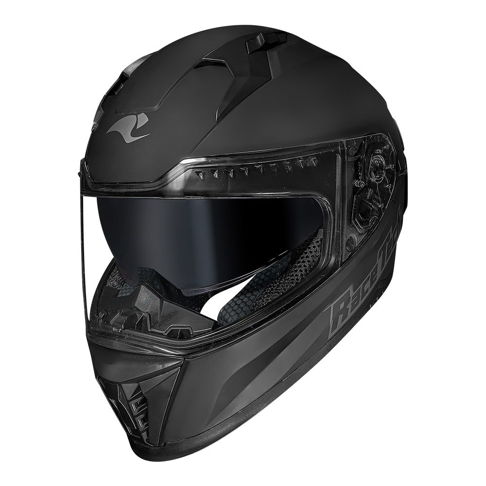 CAPACETE RACE TECH VOLT MONOCOLOR PRETO FOSCO + ÓCULOS INTERNO