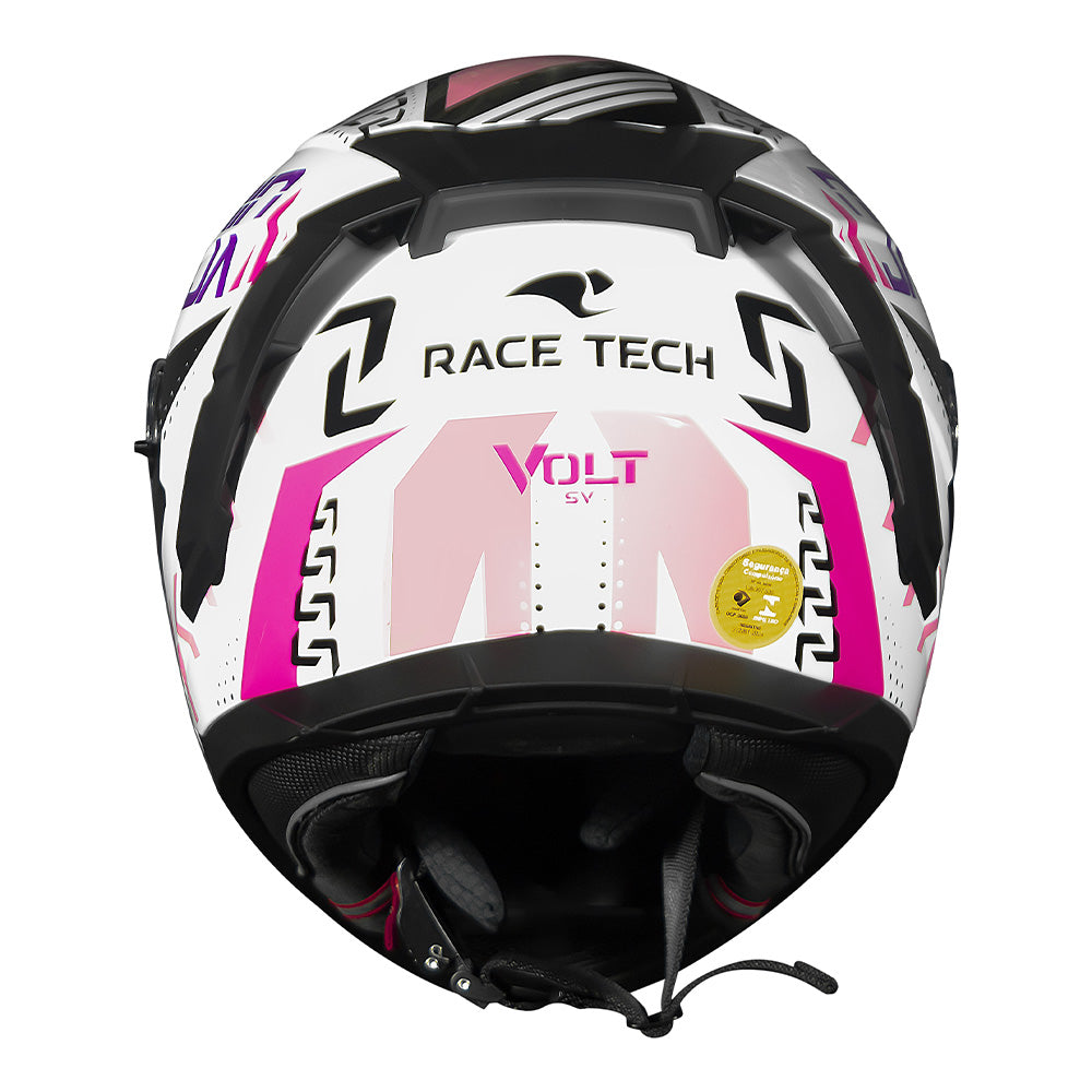 CAPACETE RACE TECH VOLT NINJA BRANCO E ROSA + ÓCULOS INTERNO