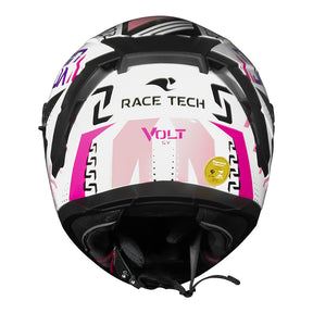 CAPACETE RACE TECH VOLT NINJA BRANCO E ROSA + ÓCULOS INTERNO
