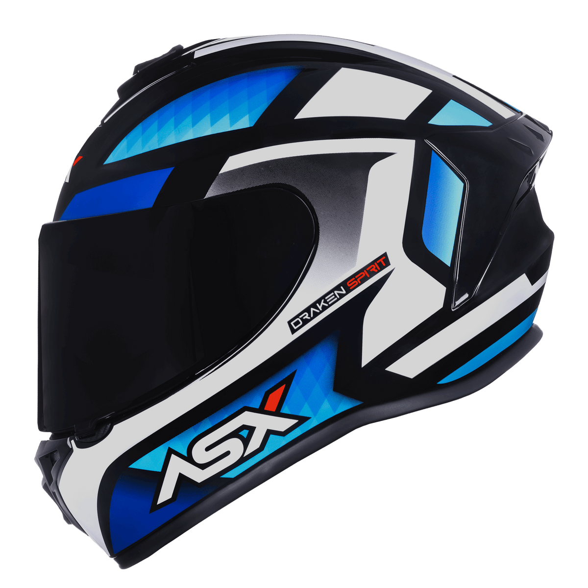 CAPACETE ASX DRAKEN SPIRIT BRILHO PRETO AZUL BRANCO