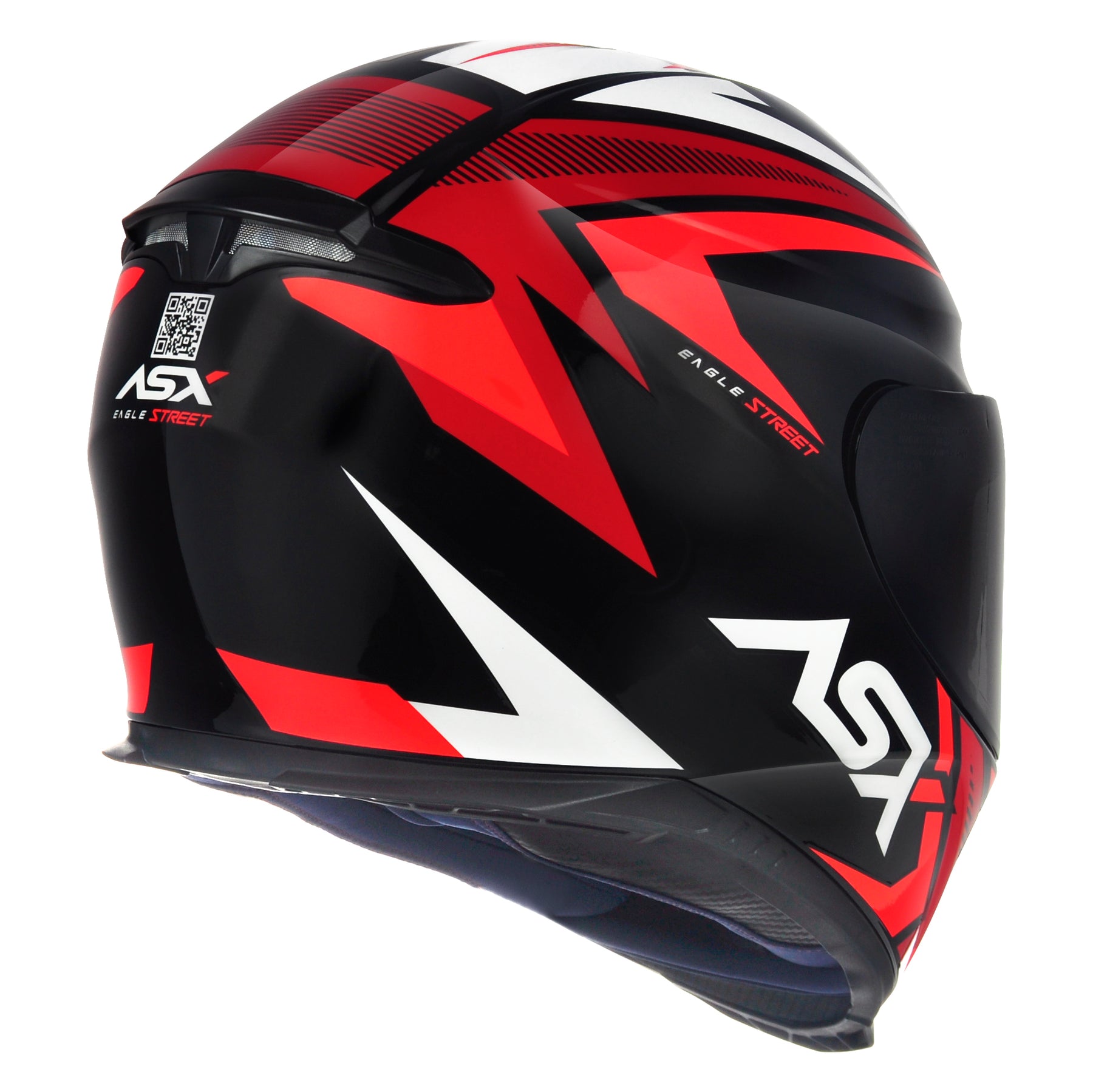 CAPACETE ASX EAGLE STREET BRILHO PRETO VERMELHO BRANCO