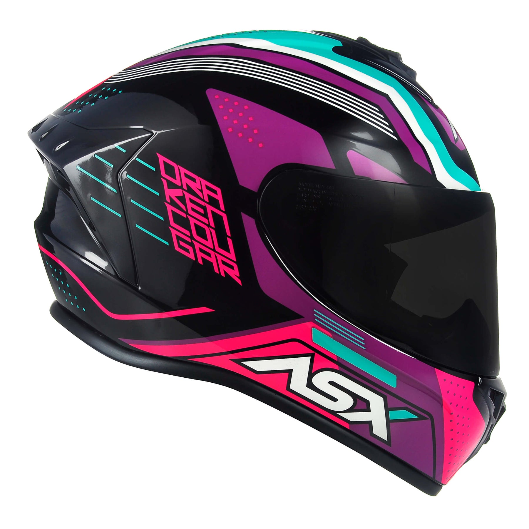 CAPACETE ASX DRAKEN COUGAR BRILHO PRETO ROSA TIFFANY