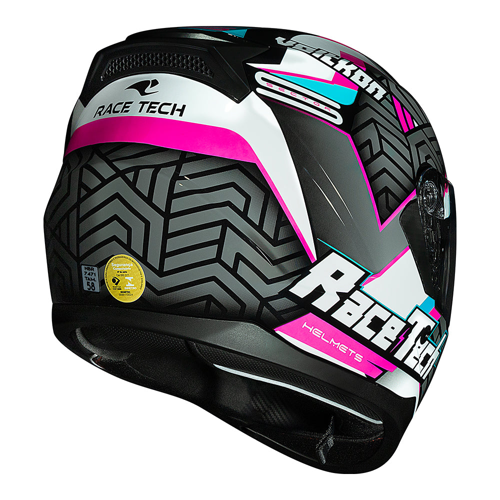 CAPACETE RACE TECH SECTOR VOLTKON BRANCO E ROSA