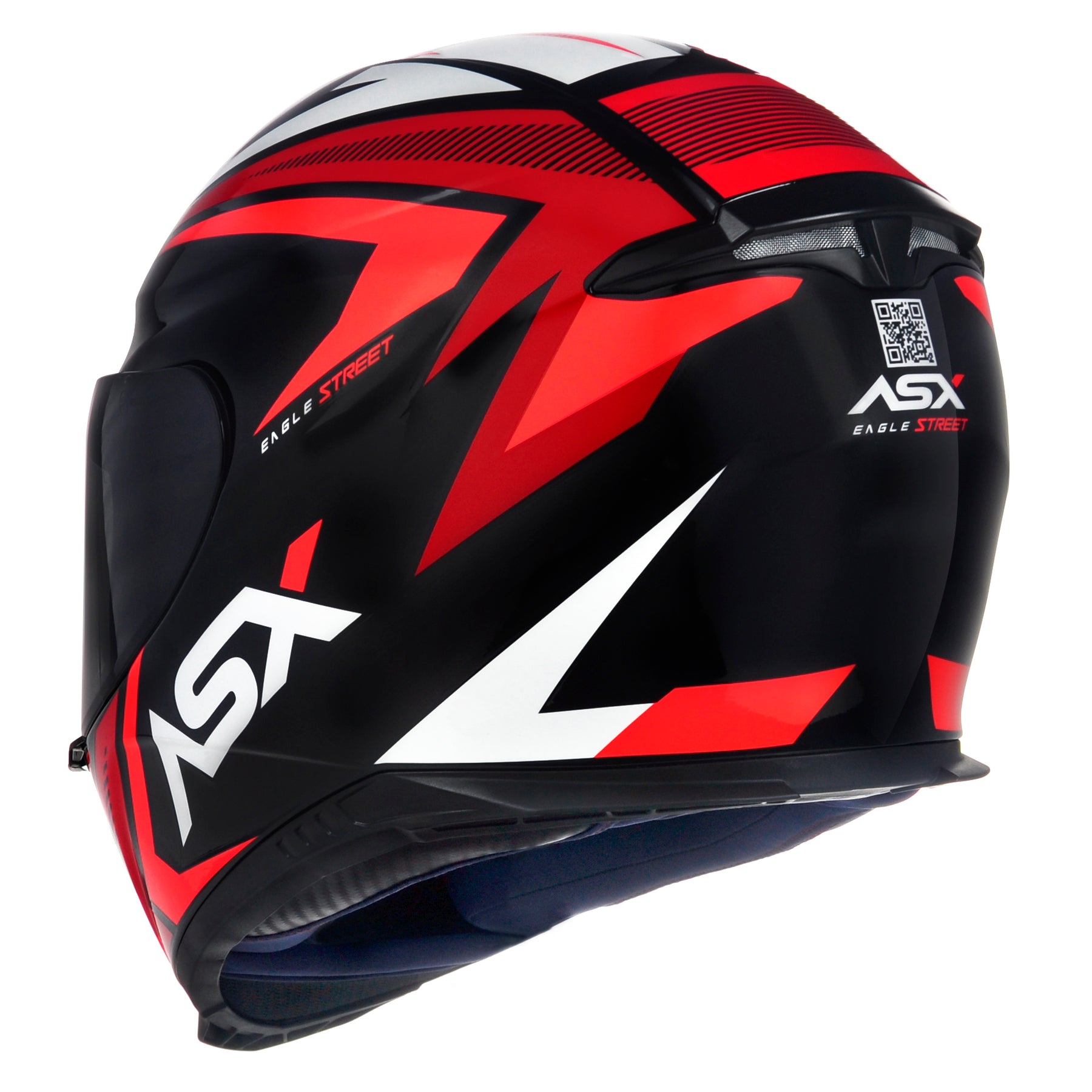 CAPACETE ASX EAGLE STREET BRILHO PRETO VERMELHO BRANCO