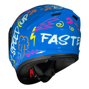CAPACETE RACE TECH HIT FASTER AZUL E AMARELO
