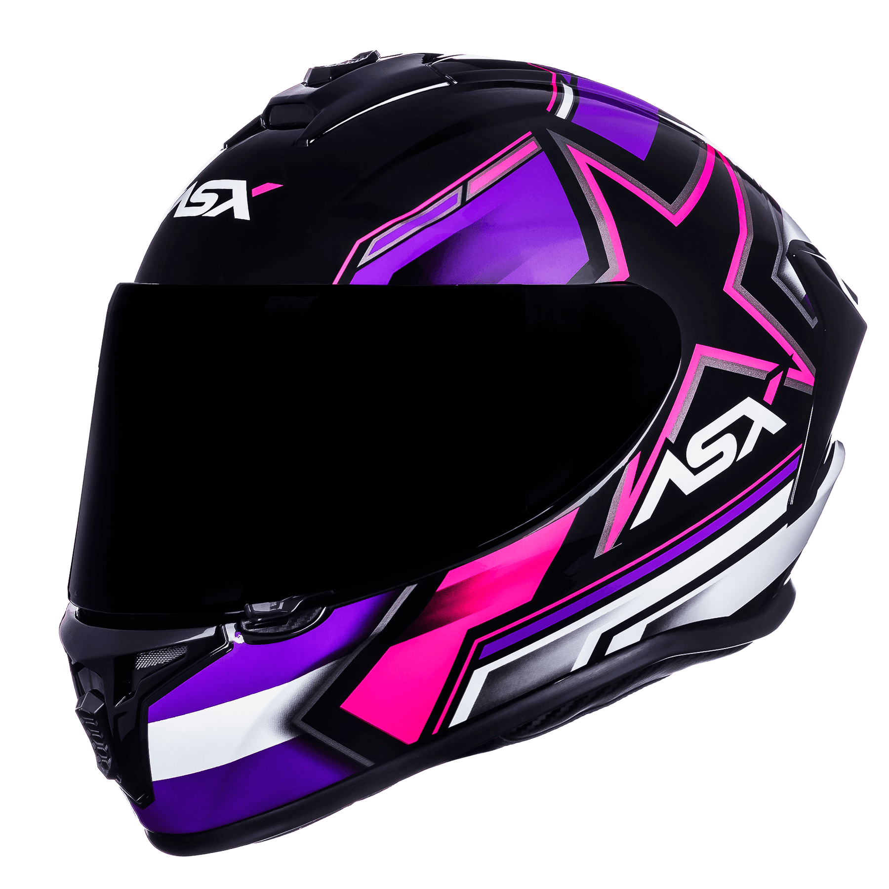 CAPACETE ASX DRAKEN PILOT BRILHO PRETO LILAS ROSA