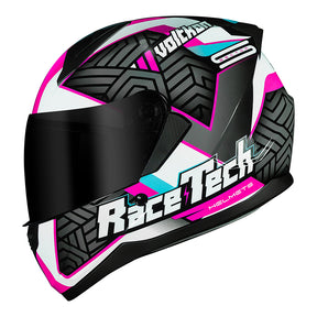 CAPACETE RACE TECH SECTOR VOLTKON BRANCO E ROSA