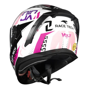 CAPACETE RACE TECH VOLT NINJA BRANCO E ROSA + ÓCULOS INTERNO