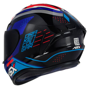 CAPACETE ASX DRAKEN COUGAR BRILHO PRETO AZUL VERMELHO