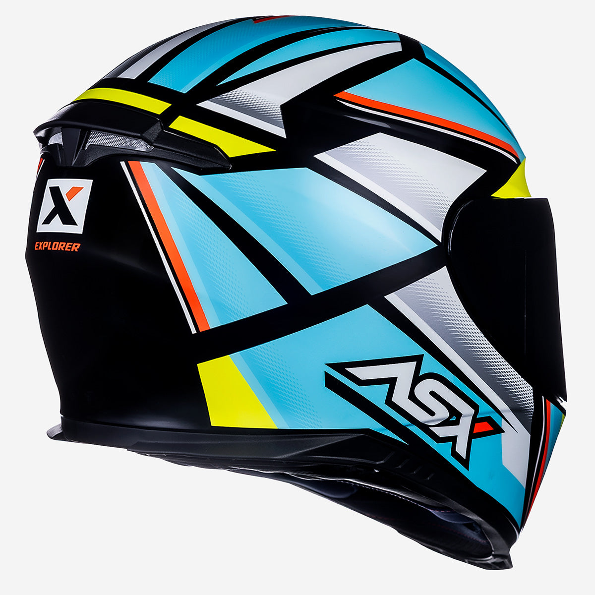 CAPACETE ASX EAGLE EXPLORER BRILHO PRETO AZUL BRANCO