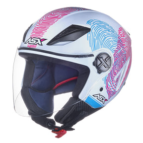CAPACETE ASX CITY AIR PASSION BRILHO BRANCO ROSA AZUL