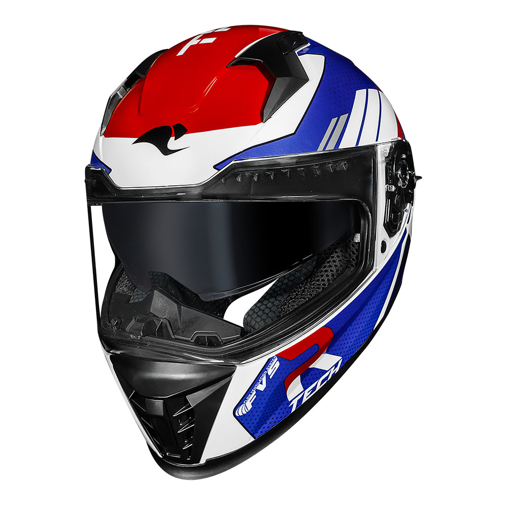 CAPACETE RACE TECH VOLT TRACK BRANCO E AZUL + ÓCULOS INTERNO