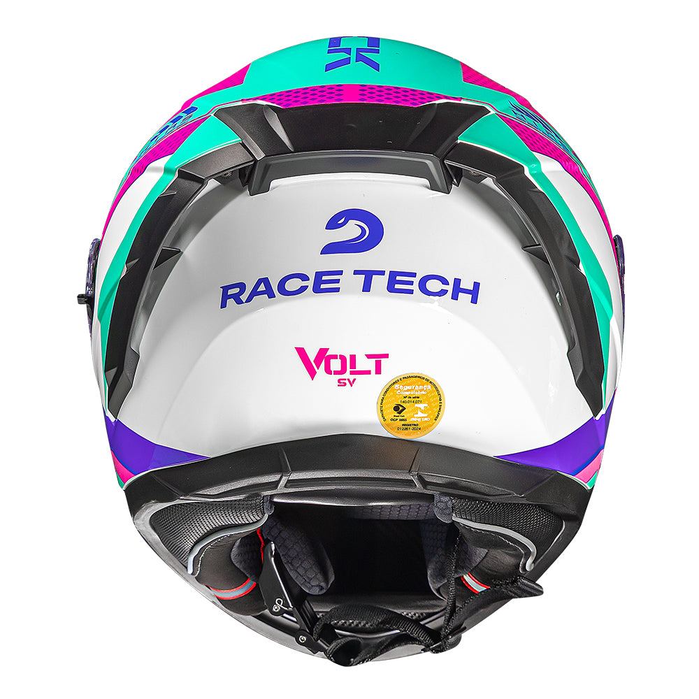 CAPACETE RACE TECH VOLT TRACK BRANCO E ROSA + ÓCULOS INTERNO